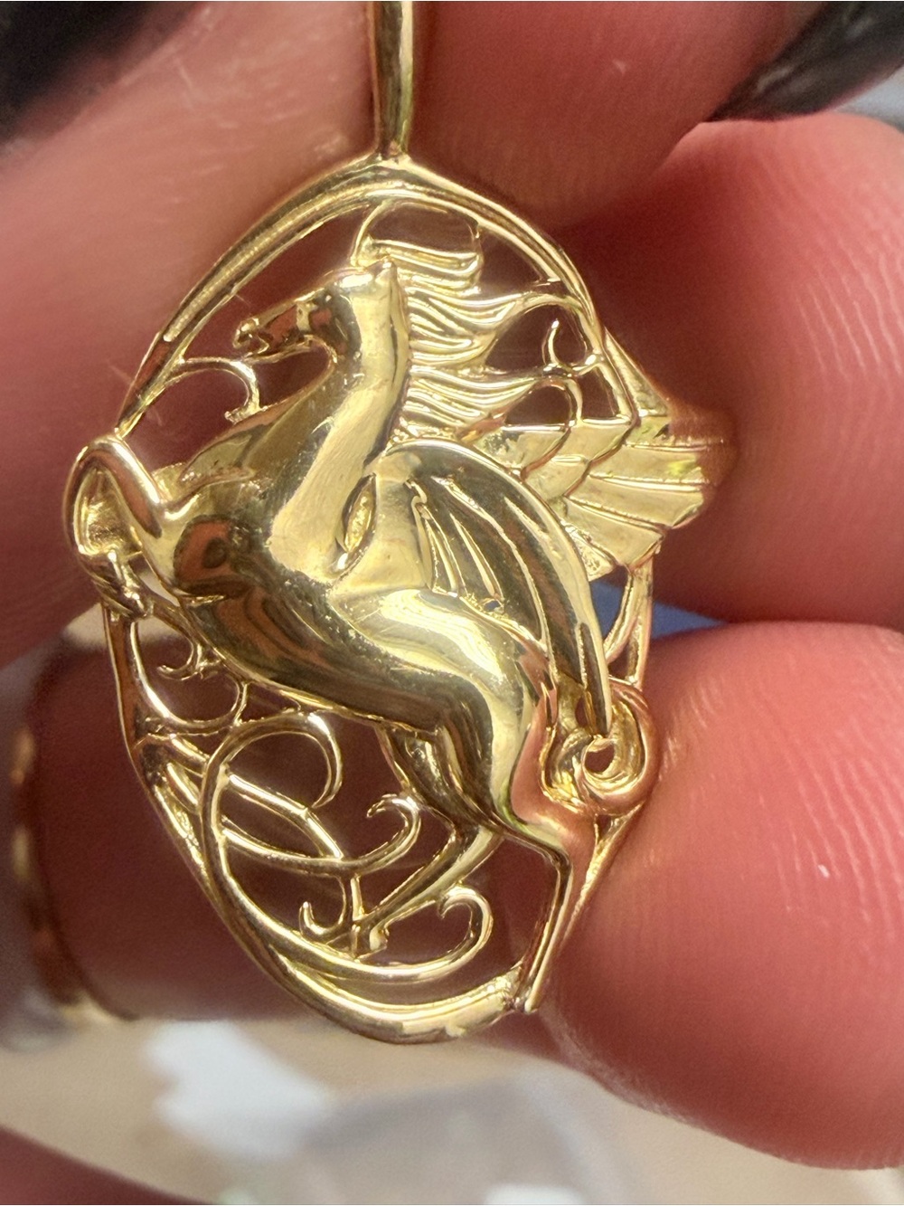 K18 Japan Gold Pegasus Pendant Winged Horse Jewelry 1.82g